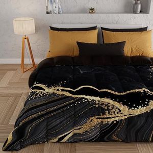 PETTI Artigiani Italiani - Sprei, winterdekbed, eenkleurig, digitale marmeren print, 100% anti-allergische microvezel, gemaakt in Italië