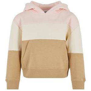 Urban Classics Girl's Girls Oversized 3-Tone Hoody sweatshirt, roze/wit/effen beige, 158/164, roze/wit/effen beige, 158/164 cm