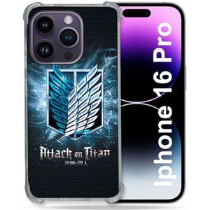 Cokitec Versterkt hoesje voor Apple iPhone 16 Pro Manga Attack Titans Zwart