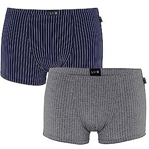 LVB Short Classic Cotton Modal Boxershorts voor heren, verpakking van 2 stuks, grijs gemêleerd + marineblauw, L