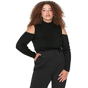 Trendyol Dames coltrui effen normale plus grootte trui sweater, zwart, 3XL, Zwart, 3XL