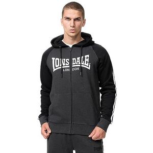 Lonsdale GLENTRUAN Sweatshirt met capuchon voor heren, met ritssluiting, normale pasvorm, Marl Anthra/Black/White, 3XL, 117473