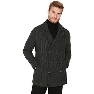 Trendyol Heren gestructureerde lange mouwen reguliere jas, Kaki, XL