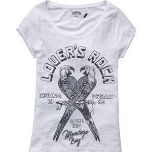 Hilfiger Denim Dames T-Shirt Slim Fit, All Over Print Paige cn Tee s/s / 1657614683, wit (100 / Classic White), 40