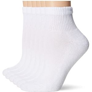 Hanes Ultimate Enkelsokken voor dames, set van 6, comfortabele teenpartij, wit, 6 stuks, 37-42 EU