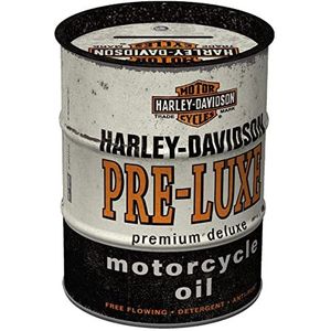 Nostalgic-Art Retro Spaarpot olievat, Harley-Davidson - PRE-LUXE – Geschenkidee voor motorfans, Spaarvarken in metaal, Vintage Spaarblik, 600 ml