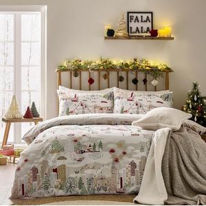 Kerstmis Beddengoedset 3-Delig - Kerstman Dekbedovertrek Met Kussenslopen, 200x200cm