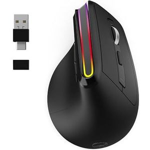 Mobility Lab Ergonomische draadloze muis RGB – instelbare precisie, 2-in-1 USB- of USB-C-ontvanger, Bluetooth-verbinding, stille klikken, energiebesparende modus