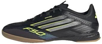 adidas - F50 LEAGUE - Voetbalschoenen - Core Black / Iron Metallic / Lucid Lemon