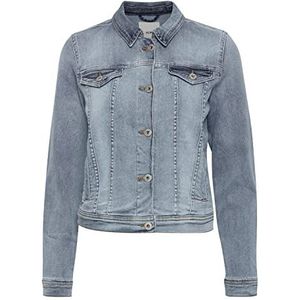 ICHI IHSTAMPE JA Jeansjack voor dames, denim overgangsjas met stretch en knopen, Washed Light Blue (19078), 40