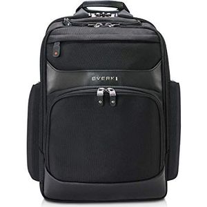 EVERKI Onyx Premium Business Executive laptoprugzak - ballistische nylon en lederen kantoorrugzak laptoptas, reisvriendelijk - speciaal compartiment tot 17,3 inch, 36L capaciteit (EKP132S17), zwart