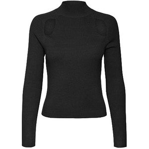 Bestseller A/S Dames VMKARIS LS HIGHNK Cutout GA Boo trui, zwart, S, Schwarz, S