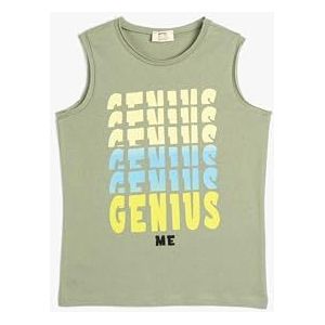 Koton Boys's tanktop bedrukt mouwloos ronde hals katoenen shirt, groen (786), 4-5 Jaar