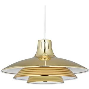 Relaxdays hanglamp, moderne pendellamp met metalen kap, HxØ: 102 x 36 cm, E27, keuken, slaap- & woonkamer, goud