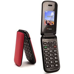 AmazonDeaccessory TTsims Flip mobiele telefoon (camera, bluetooth), 1,77 inch, rood