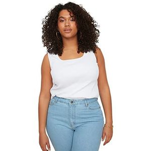 Trendyol - Singlet - Wit - Plus Size - Regular Fit - Vierkante Kraag