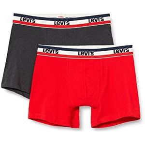 Levi's Sportswear Logo Boxers Slip voor heren, verpakking van 2 stuks, rood/zwart, S