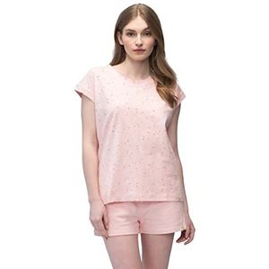 greenjama Dames T-shirt Slub Jersey met print Pyjama Top, rosé, 40