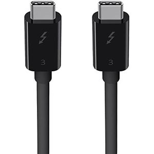 Belkin Thunderbolt 3 USB-C-kabel (0,5 m, PCI-gecertificeerd, 40 GB/s, 5K, 100 W, type C 3.1) zwart