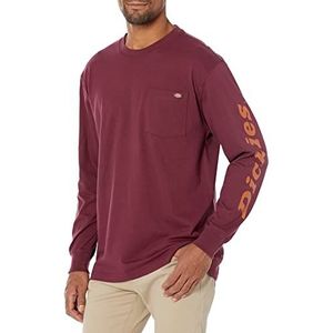 Dickies Men's Big & Tall Long Sleeve Wordmark Graphic T-Shirt, Burgundy, 3X