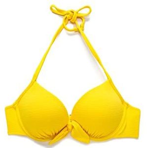 Koton Dames push-up bikini top tissued halter nek boog tie detail, geel (170), 42