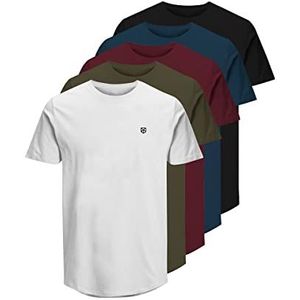 JACK & JONES Heren ronde hals T-shirt JPRBLABRODY - Regular Fit 5-pack XS S M L XL XXL 100% katoen, navy blazer, XXL