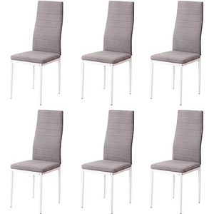 Somnia Descanso - Set van 6 gestoffeerde stoelen voor woonkamer, eetkamer, Marengo en witte poten, model Rachel, afmetingen: 40 cm (breedte) x 42 cm (diepte) x 96 cm (hoogte)