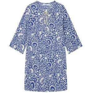 Women'Secret Mix and Match Seasdes nachthemd met korte mouwen, blauwe print, Regular