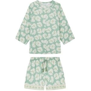 Women'Secret Citric Summer pyjama met korte mouwen voor dames, groene print, XL