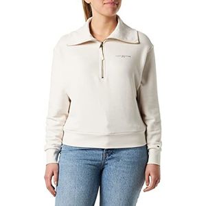 Tommy Hilfiger 1/2 ritssluiting voor dames, Beige (verweerd wit), S
