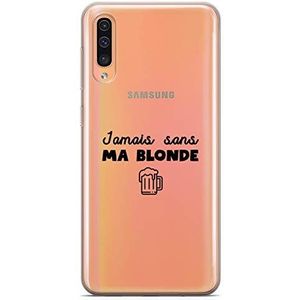 Zokko Beschermhoes voor Samsung A50 Jamais zonder Mijn Blonde – zacht transparant inkt zwart