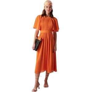 IPEKYOL Dames laag uitgesneden rug jurk, oranje, 42