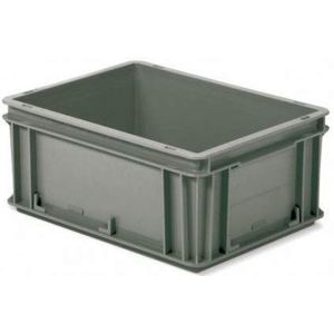 Disset Odiseo FPA4054E001 Serie Athena kunststof box, eco-type, geperforeerde wand, gesloten greep, geperforeerde bodem, grijs, 400 mm x 300 mm x 120 mm