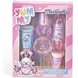 Martinelia Yummy Make-upset voor kinderen - Originele Kawai make-upset voor meisjes: 4 Gloss en 1 Pink Glitter Water Kids Vernis - Leuke Beauty Box zonder schadelijke of giftige producten