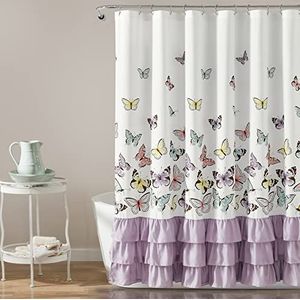 Lush Decor Flutter Butterfly Douchegordijn, 72"" x 72"", Lila