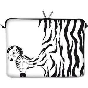 Digittrade LS111-13 Zebra Designer Mac Book Case 13 inch neopreen geschikt als iPad Pro Case 12,9 tot 13,3 inch (33,8 cm) MacBook Air Case zwart-wit