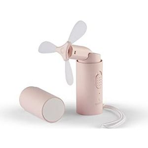 QUSHINI Draagbare mini-ventilator met accu, stille draagbare ventilator met powerbank inbegrepen, ventilator met 2 snelheden, zakventilator, kleur: roze