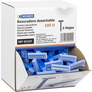 Wegwerp scheerapparaat, twee messen, roestvrij staal met kam, minimale wrijving, 100 stuks