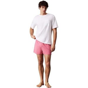 Calvin Klein Heren Set, Roze (Wht Top/Hart Monogram Bry Pnk Btm), L