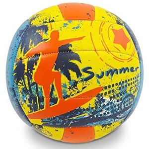 Mondo Toys Volleybal Beach Volley Summer - maat 5 indoor outdoor strand PVC spons soft touch geel oranje lichtblauw - 23028