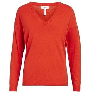 OBJECT COLLECTORS ITEM Objthess L/S V-hals gebreide trui Noos Suter poeder voor dames, Tomatenkers, M