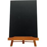SECURIT tafelschildersezel met krijtbord, A4, gelakt, mahoniekleur, JUN-M-A4, zwart