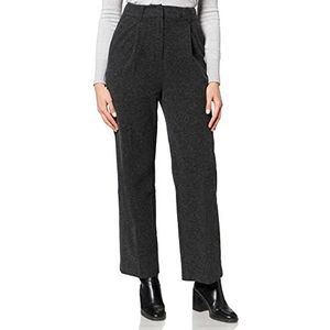 TOM TAILOR Dames Lea Straight broek met wijde snit 1028782, 28352 - Anthracite Cozy Fabric, 32W / 32L