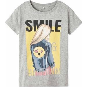 NAME IT Girl's NKFJASE Happy SS TOP SMI T-shirt, helder wit, 116, wit (bright white), 116 cm