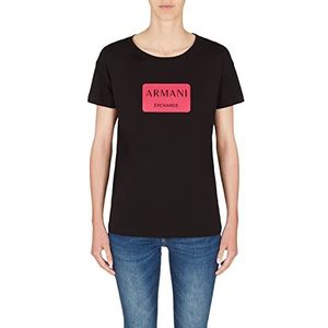 Armani Exchange Dames Boyfriend Fit, Box Logo, Mooie Stitching T-shirt, Zwart, Extra Large, zwart, XL