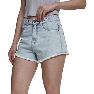 Urban Classics Dames denim hotpants shorts, blauw (Blue Bleached 01375), 27W