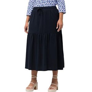 Ulla Popken, Dames grote maten, jersey rok met volant, marineblauw, 42-44