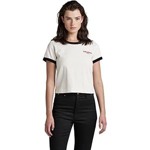 G-STAR RAW Cropped Baby Brother Ringer Top Dames, Meerkleurig (Milk/Dk Black D22790-d274-8751), XL