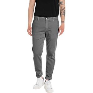 Replay Heren Chino Benni Regular Fit Hyperflex X-Lite met stretch, Medium Grey 176, 38W / 34L