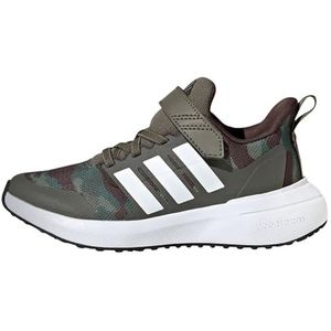 adidas Fortarun 2.0 Cloudfoam Elastic Lace Top Strap Schoenen, uniseks sneakers voor kinderen en jongens, Olive Strata Ftwr White Dark Brown, 34 EU